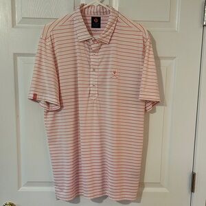 ⛳️ Donald Ross Sport Men's White Pink Striped Golf Polo Shirt